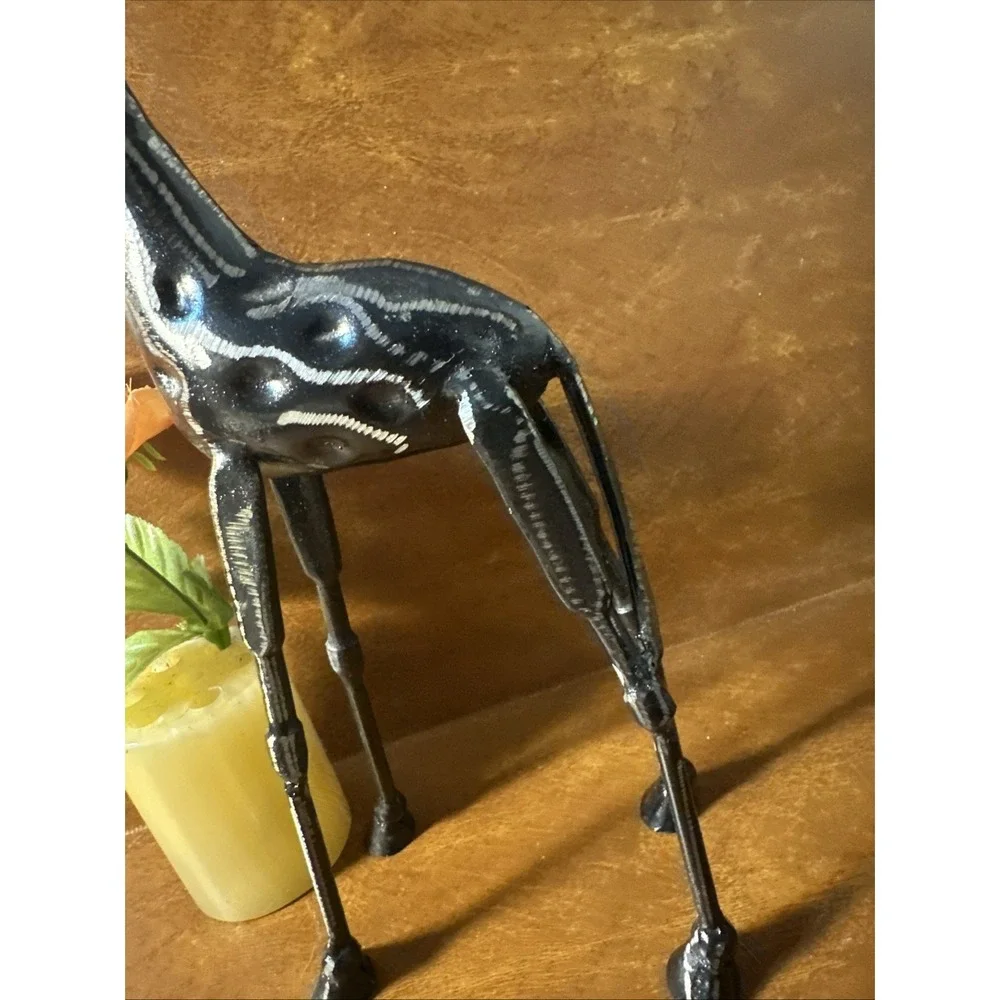Vintage Giraffe Iron Figurine African Art Sculpture Statue Brutalist